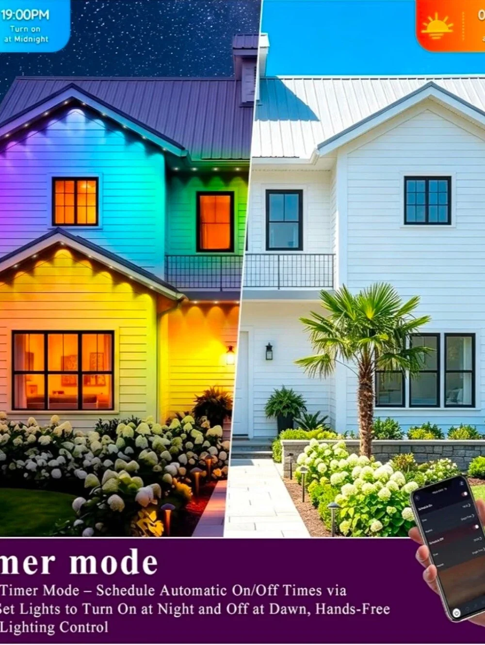 400FT Smart Permanent Outdoor Lights, RGB+IC Eave Outdoor Lights.